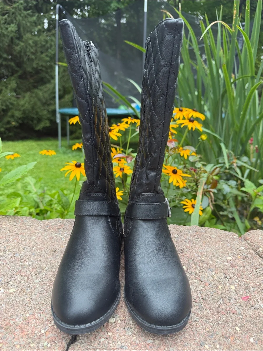 Kohl's Black Quilted Knee-High Riding Boots with Buckle